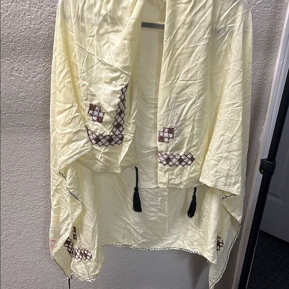 Accessories - Cream scarf/wrap with Asymmetrical Design and Embellishments
